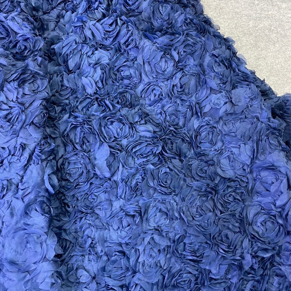 NEW Lulus Navy Blue Satin Strapless 3D Rosette Floral Maxi Gown XS Dress - Picture 10 of 16